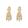 Gold Plated Green Kundan Polki Earrings