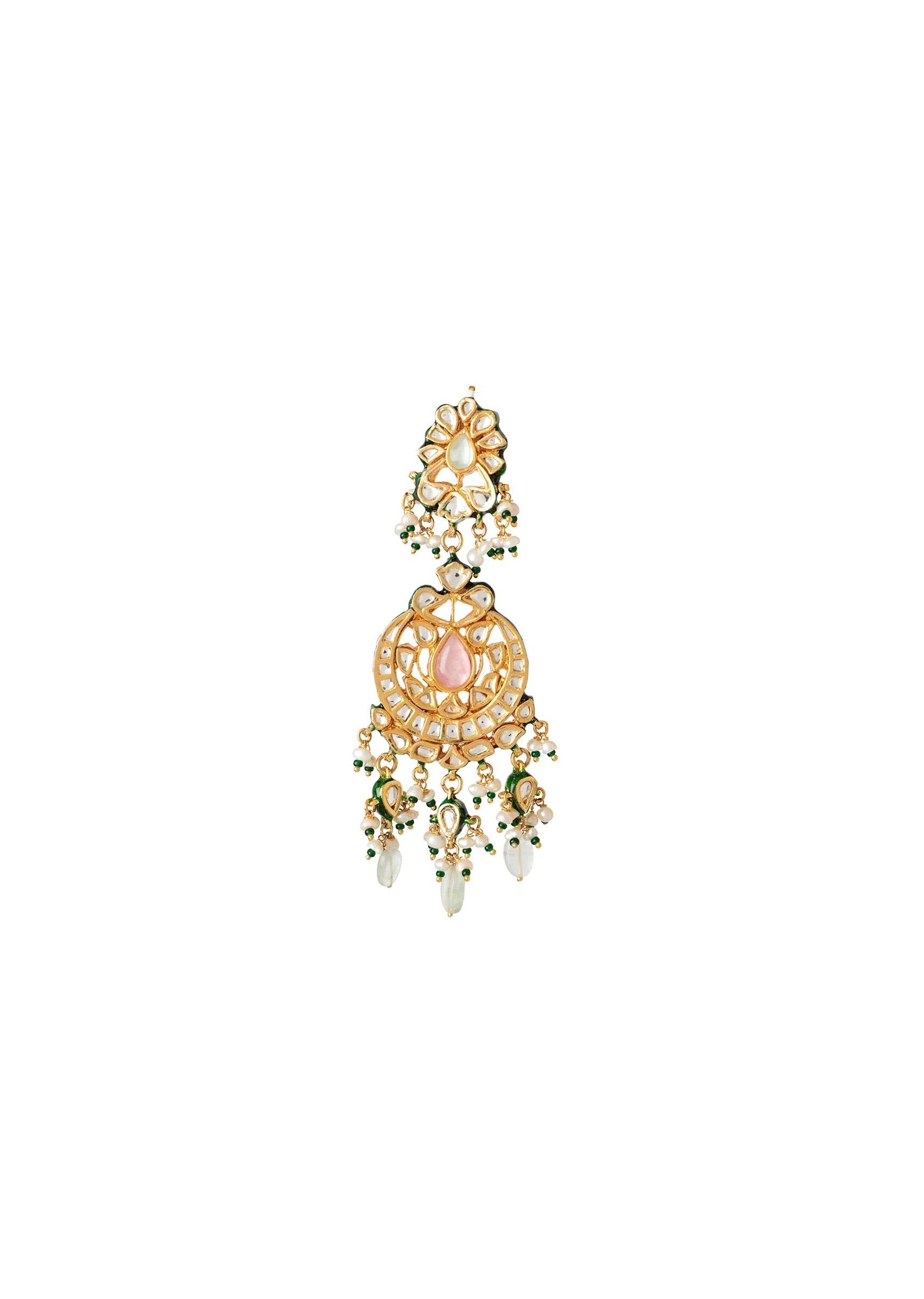 Gold Plated Green Kundan Polki Earrings
