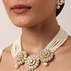 12220-white-necklace-set-with-floral-motif-pendants-4.jpg White Necklace Set With Floral Motif Pendants