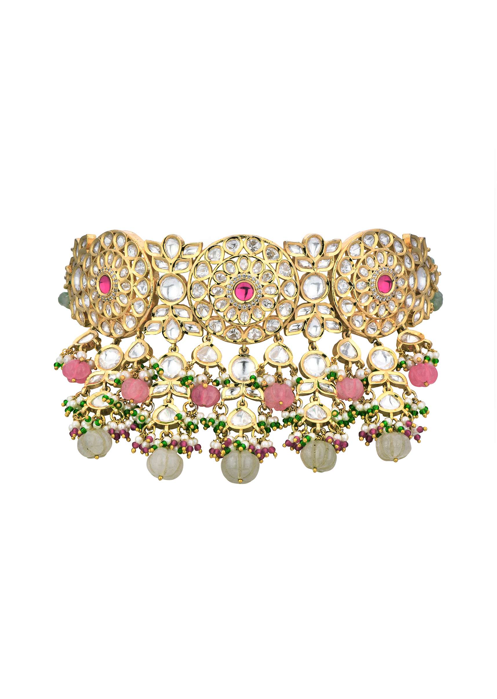 12221-multicolor-choker-set-with-encrusted-kundan-2.jpg Multicolor Choker Set With Encrusted Kundan