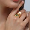 12223-gold-ring-with-green-onyx-and-zircon-1.jpg Gold Ring With Green Onyx And Zircon