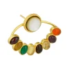 Gold Navratna Stud Earrings With Multicolored Zircon