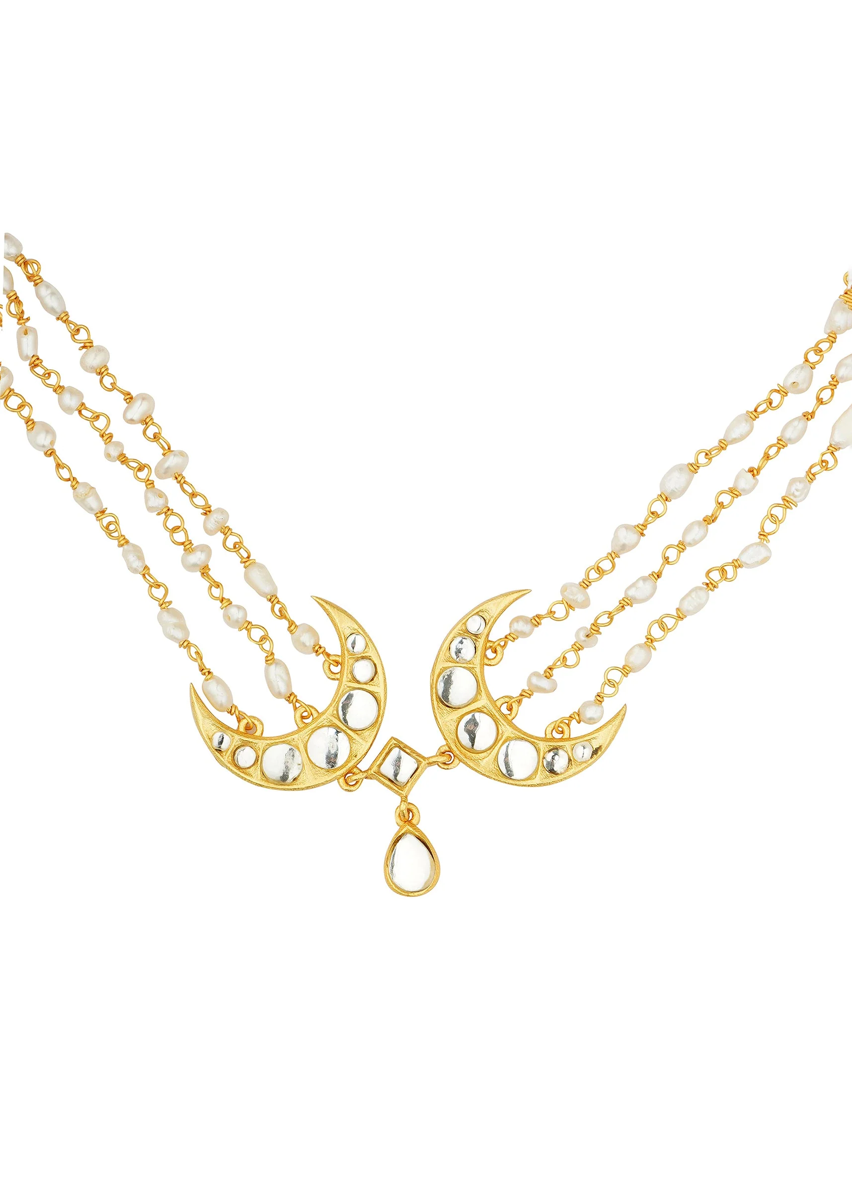 12226-gold-choker-necklace-with-crescent-motifs-and-pearl-detailing-2.webp Gold Choker Necklace With Crescent Motifs And Pearl Detailing