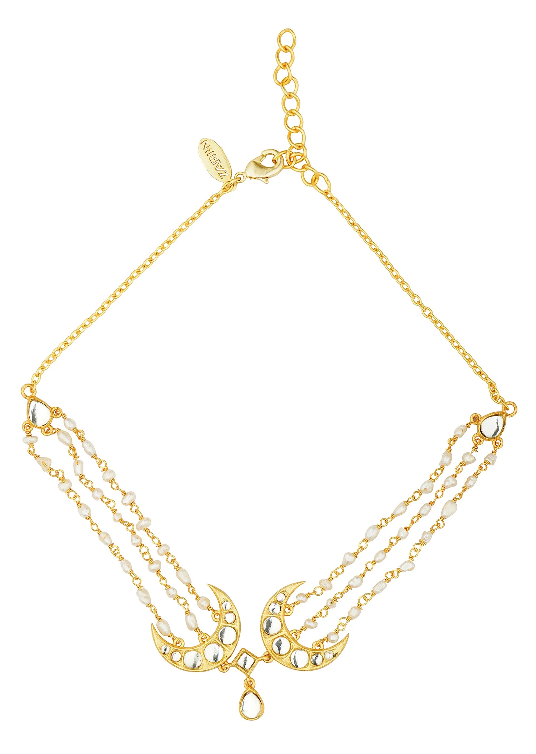 12226-gold-choker-necklace-with-crescent-motifs-and-pearl-detailing-3.webp Gold Choker Necklace With Crescent Motifs And Pearl Detailing