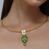 12229-antique-gold-green-collar-necklace-with-zircon-embellishment-1.jpg Antique Gold Green Collar Necklace With Zircon Embellishment