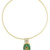 12229-antique-gold-green-collar-necklace-with-zircon-embellishment-3.webp Antique Gold Green Collar Necklace With Zircon Embellishment