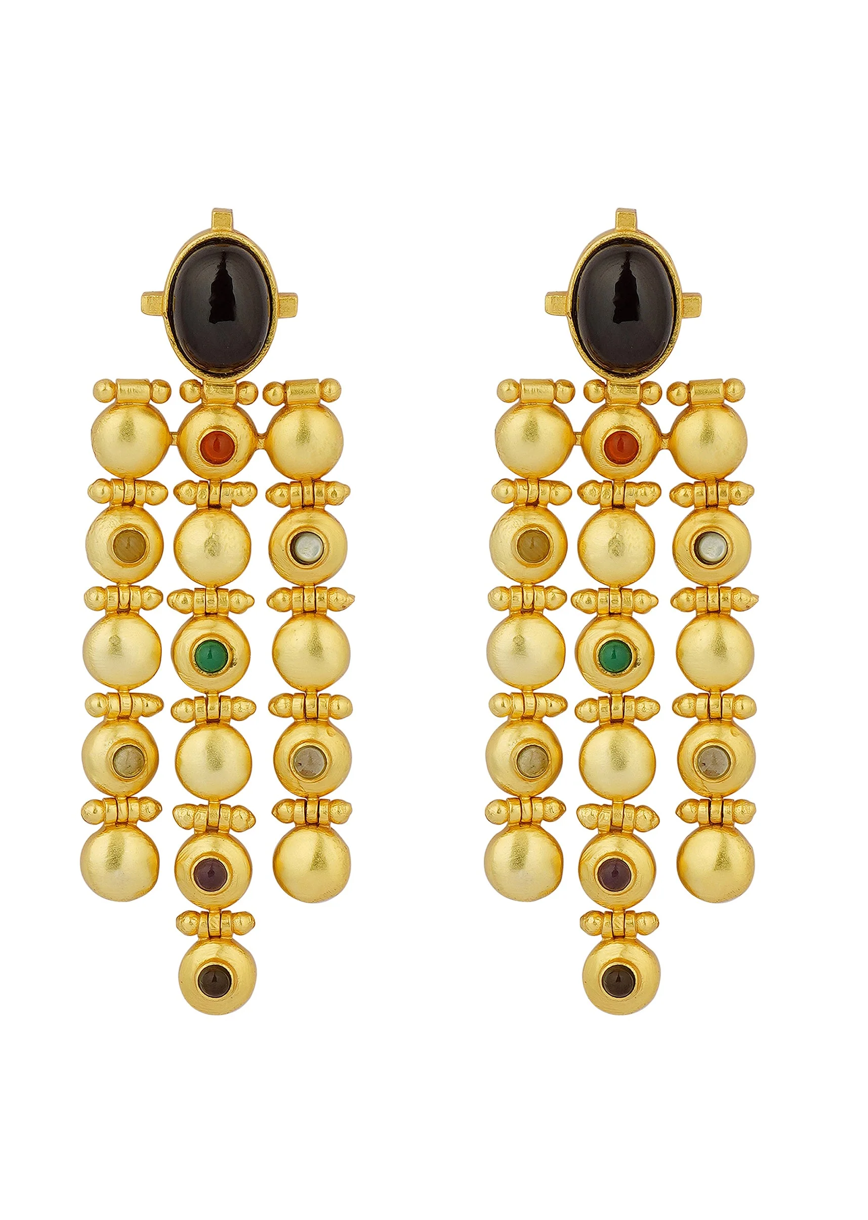 12232-gold-navratna-statement-earrings-with-drops-2.webp Gold Navratna Statement Earrings With Drops