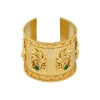 12234-antique-gold-cuff-bracelet-with-peacock-motifs-and-zircon-accents-2.webp Antique Gold Cuff Bracelet With Peacock Motifs And Zircon Accents