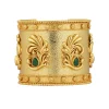 12234-antique-gold-cuff-bracelet-with-peacock-motifs-and-zircon-accents-3.webp Antique Gold Cuff Bracelet With Peacock Motifs And Zircon Accents