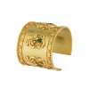12234-antique-gold-cuff-bracelet-with-peacock-motifs-and-zircon-accents-4.webp Antique Gold Cuff Bracelet With Peacock Motifs And Zircon Accents