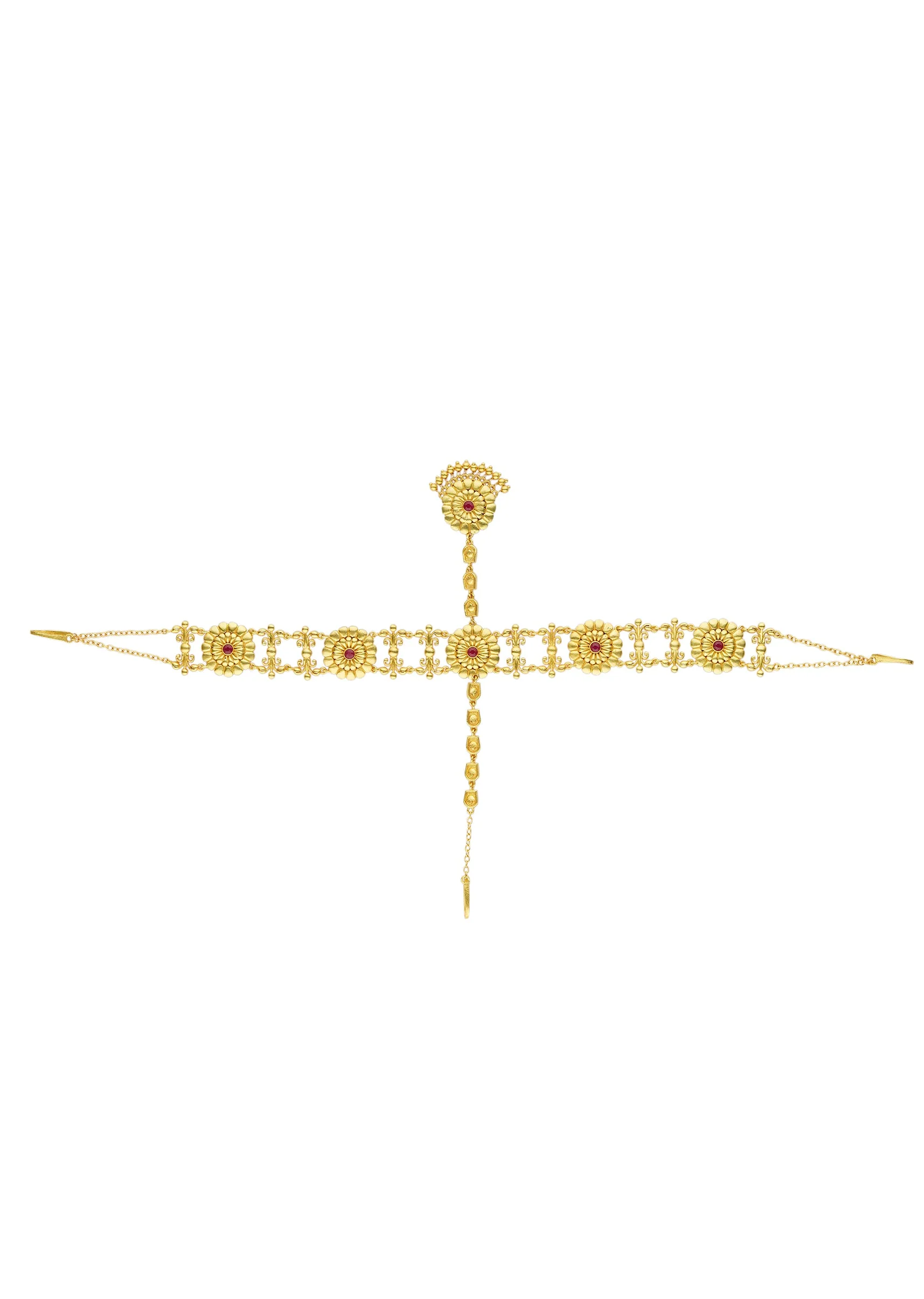 12236-antique-gold-maatha-patti-with-zircon-embellishments-2.webp Antique Gold Maatha Patti With Zircon Embellishments