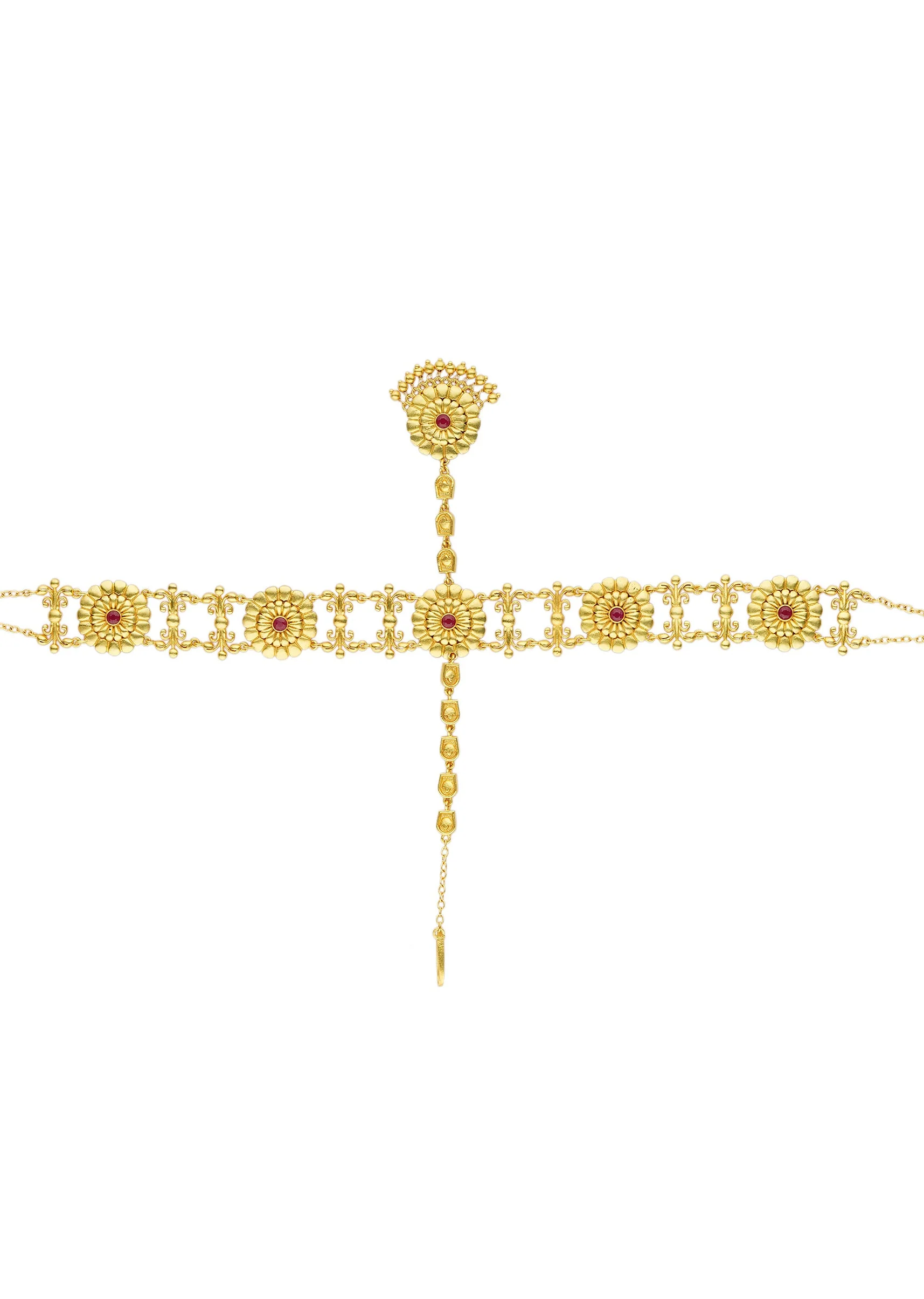 12236-antique-gold-maatha-patti-with-zircon-embellishments-3.webp Antique Gold Maatha Patti With Zircon Embellishments