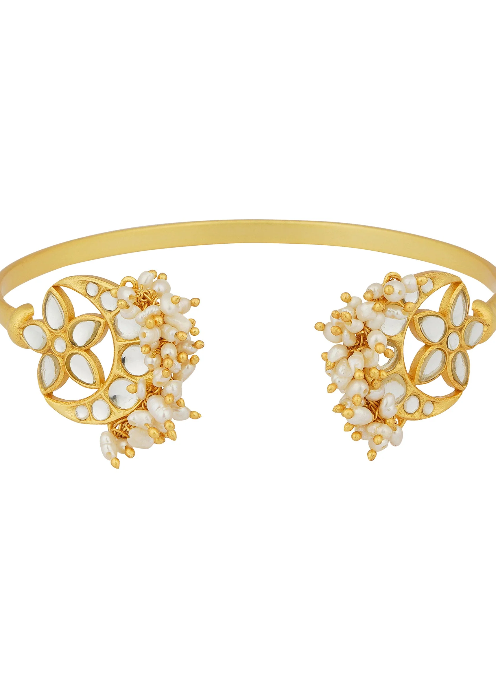 12241-gold-chaand-phool-bracelet-with-mirror-polki-and-pearls-4.webp Gold Chaand Phool Bracelet With Mirror Polki And Pearls