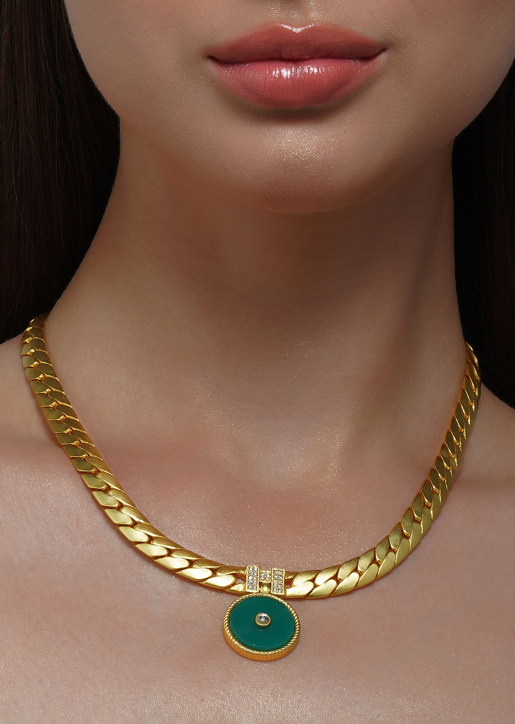 12242-green-onyx-link-necklace-1.jpg Green Onyx Link Necklace