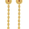 12244-antique-gold-floral-legacy-statement-earrings-with-chain-detailing-3.webp Antique Gold Floral Legacy Statement Earrings With Chain Detailing