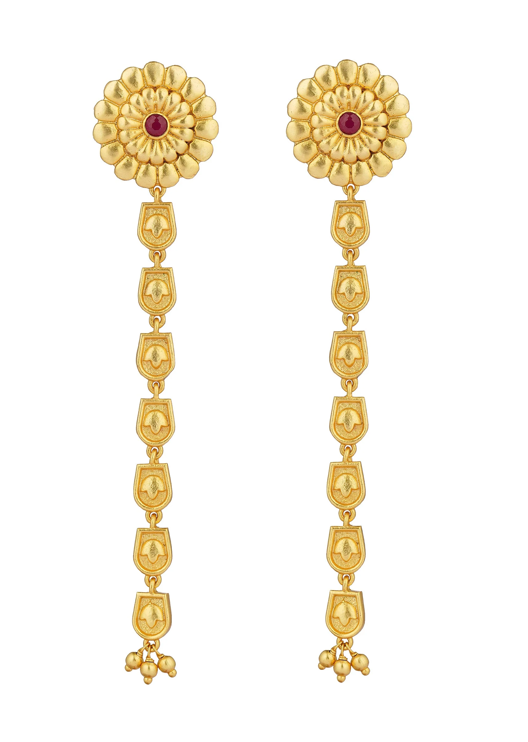 12244-antique-gold-floral-legacy-statement-earrings-with-chain-detailing-3.webp Antique Gold Floral Legacy Statement Earrings With Chain Detailing