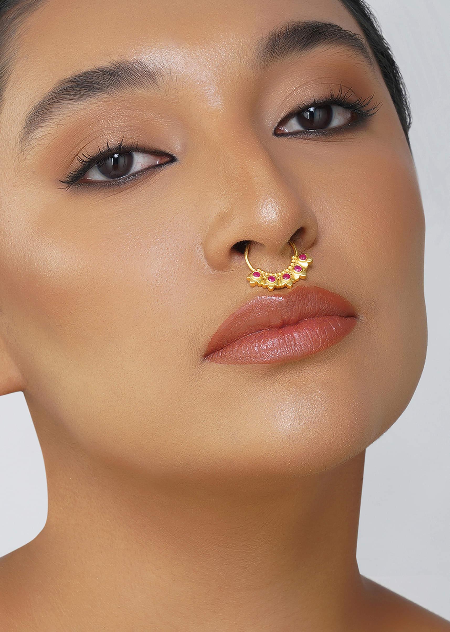 12245-antique-gold-nath-with-lotus-inspired-design-1.jpg Antique Gold Nath With Lotus Inspired Design