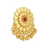 12247-antique-gold-floral-stud-earrings-with-red-zircon-detailing-3.webp Antique Gold Floral Stud Earrings With Red Zircon Detailing