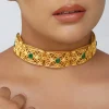 12248-antique-gold-choker-necklace-with-green-zircon-stones-1.webp Antique Gold Choker Necklace With Green Zircon Stones