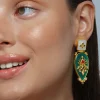 12249-antique-gold-green-onyx-statement-earrings-1.webp Antique Gold Green Onyx Statement Earrings