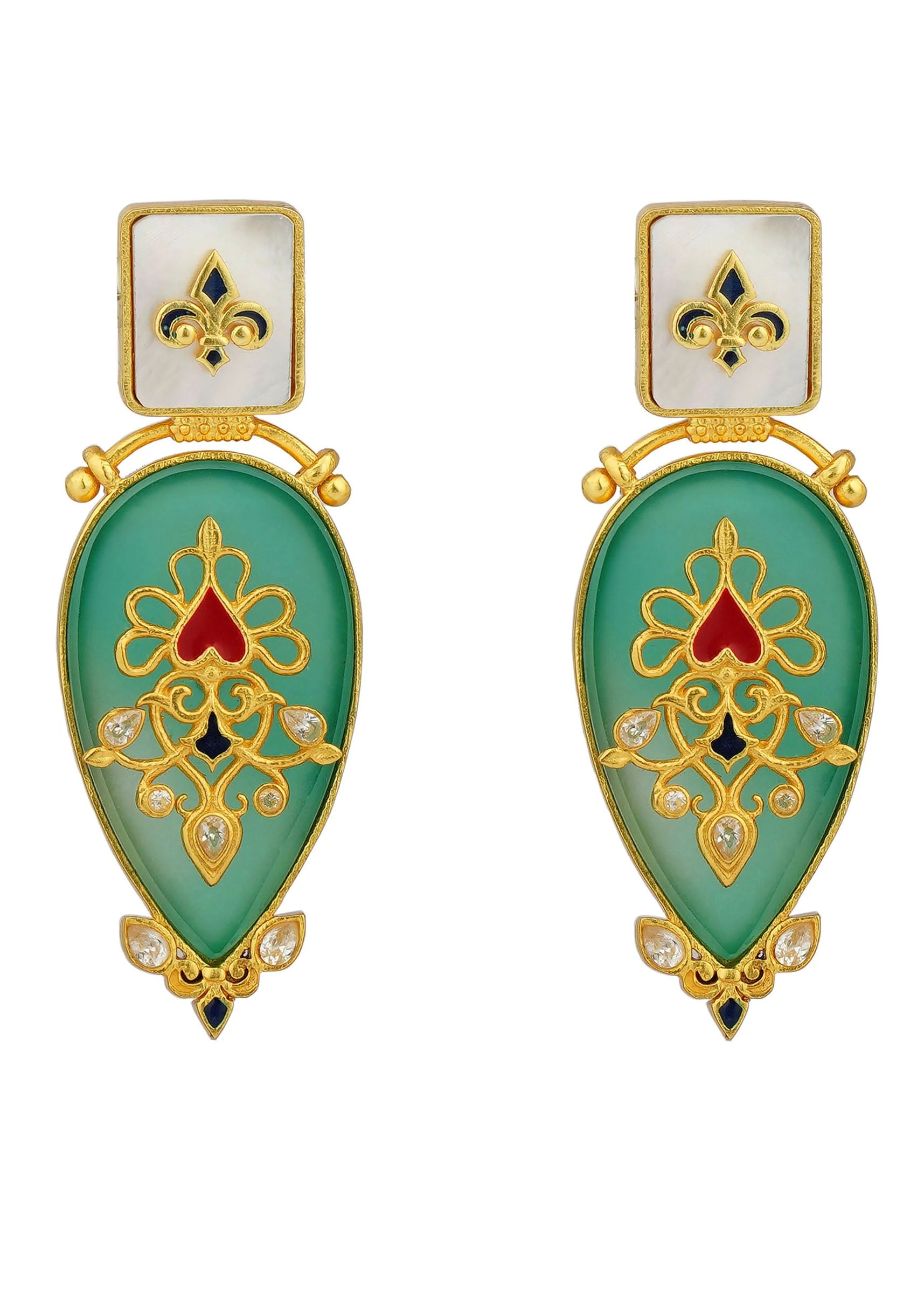 12249-antique-gold-green-onyx-statement-earrings-3.webp Antique Gold Green Onyx Statement Earrings