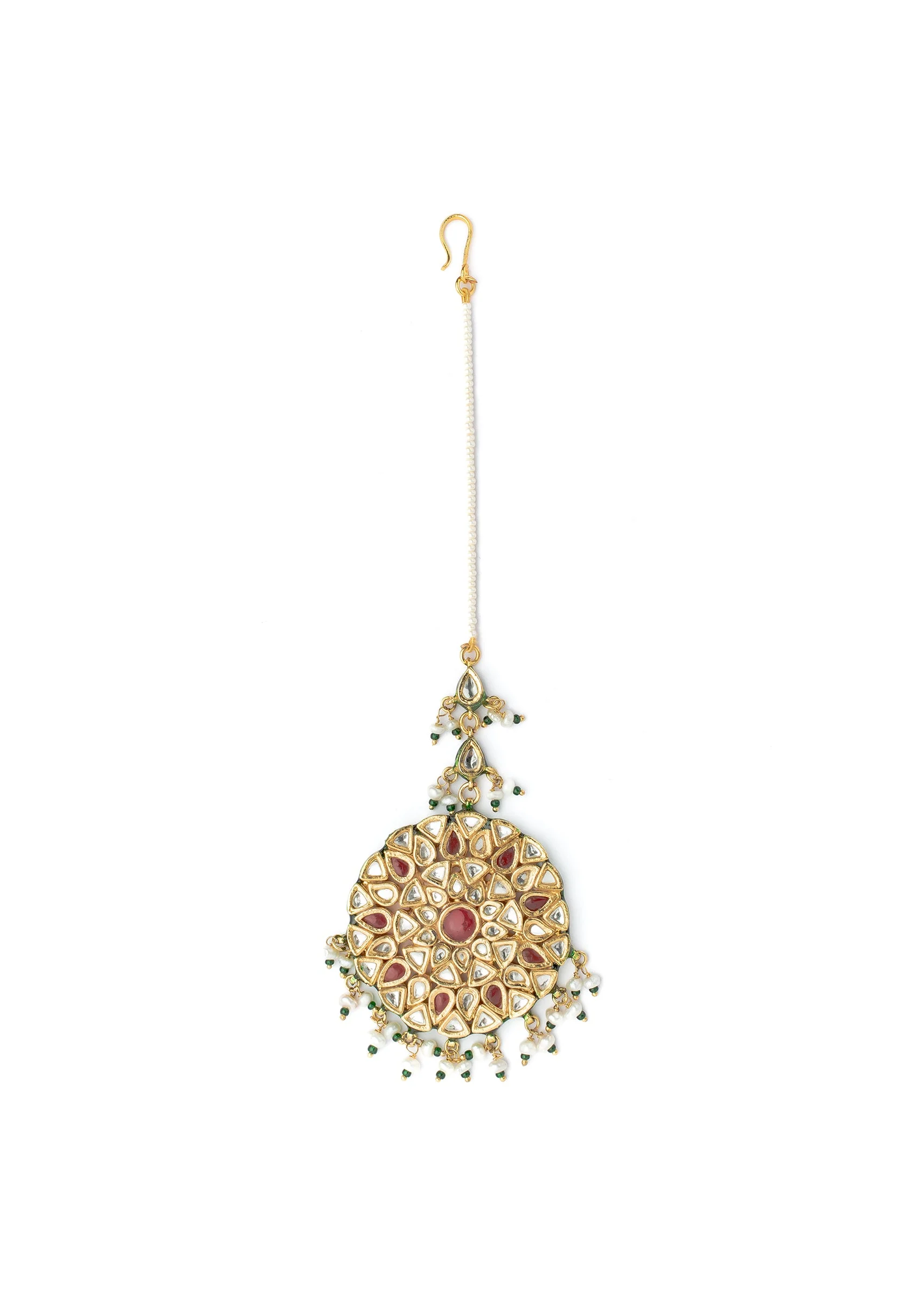 1225-gold-plated-red-kundan-polki-maangtikka-1.webp Gold Plated Red Kundan Polki Maangtikka