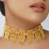 12251-antique-gold-mix-metal-zircon-choker-necklace-1.jpg Antique Gold Mix Metal Zircon Choker Necklace