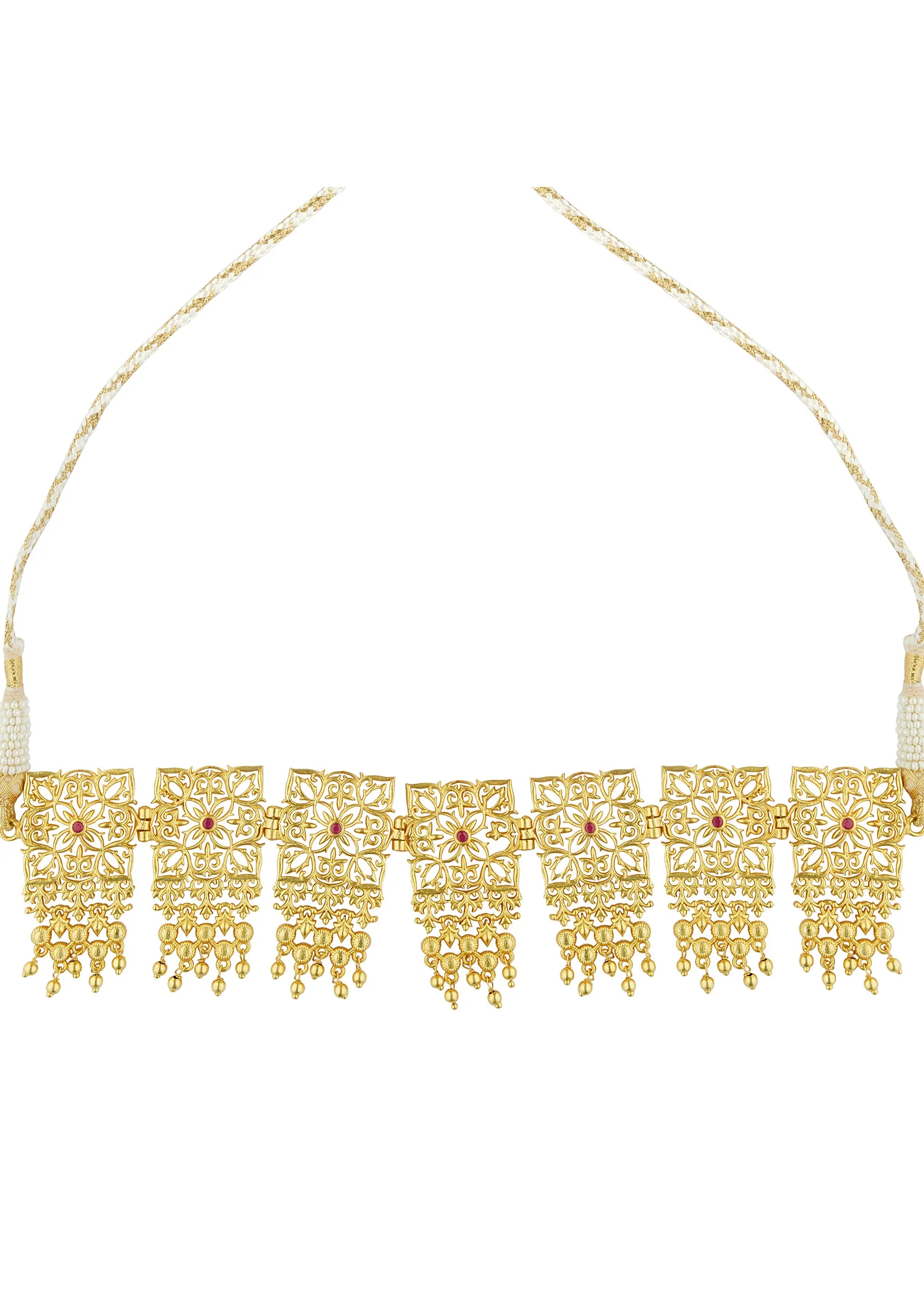 12251-antique-gold-mix-metal-zircon-choker-necklace-2.webp Antique Gold Mix Metal Zircon Choker Necklace