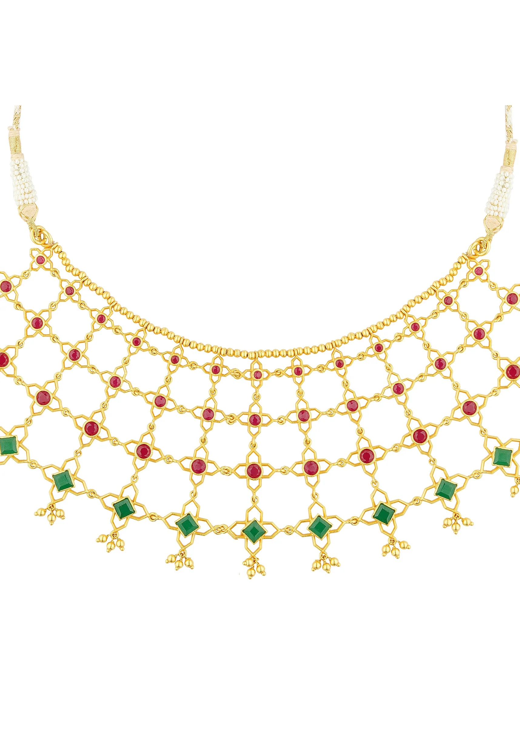 12255-antique-gold-necklace-with-green-zircon-details-2.webp Antique Gold Necklace With Green Zircon Details