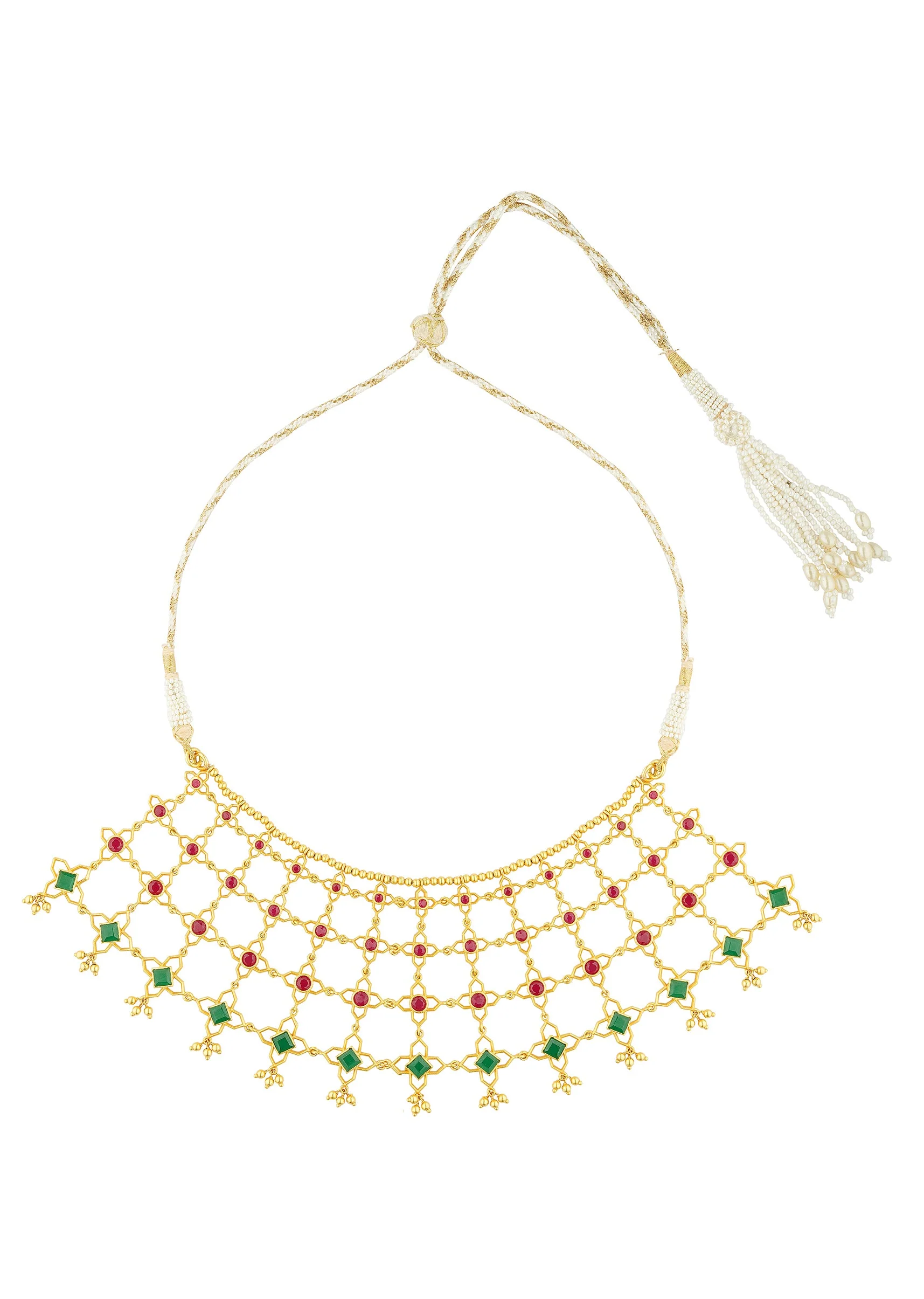 12255-antique-gold-necklace-with-green-zircon-details-3.webp Antique Gold Necklace With Green Zircon Details