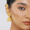 12257-antique-gold-bareilly-jhumka-earrings-with-layered-dome-design-1.jpg Antique Gold Bareilly Jhumka Earrings With Layered Dome Design