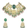 12258-green-kundan-choker-set-with-carved-stones-and-pink-beads-4.jpg Green Kundan Choker Set With Carved Stones And Pink Beads
