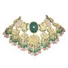 12258-green-kundan-choker-set-with-carved-stones-and-pink-beads-5.jpg Green Kundan Choker Set With Carved Stones And Pink Beads