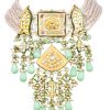 12261-pink-kundan-choker-set-with-green-bead-drops-5.jpg Pink Kundan Choker Set With Green Bead Drops