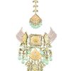 12261-pink-kundan-choker-set-with-green-bead-drops-6.jpg Pink Kundan Choker Set With Green Bead Drops