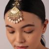 12262-pink-meenakari-maangtikka-with-off-white-bead-drops-2.jpg Pink Meenakari Maangtikka With Off White Bead Drops