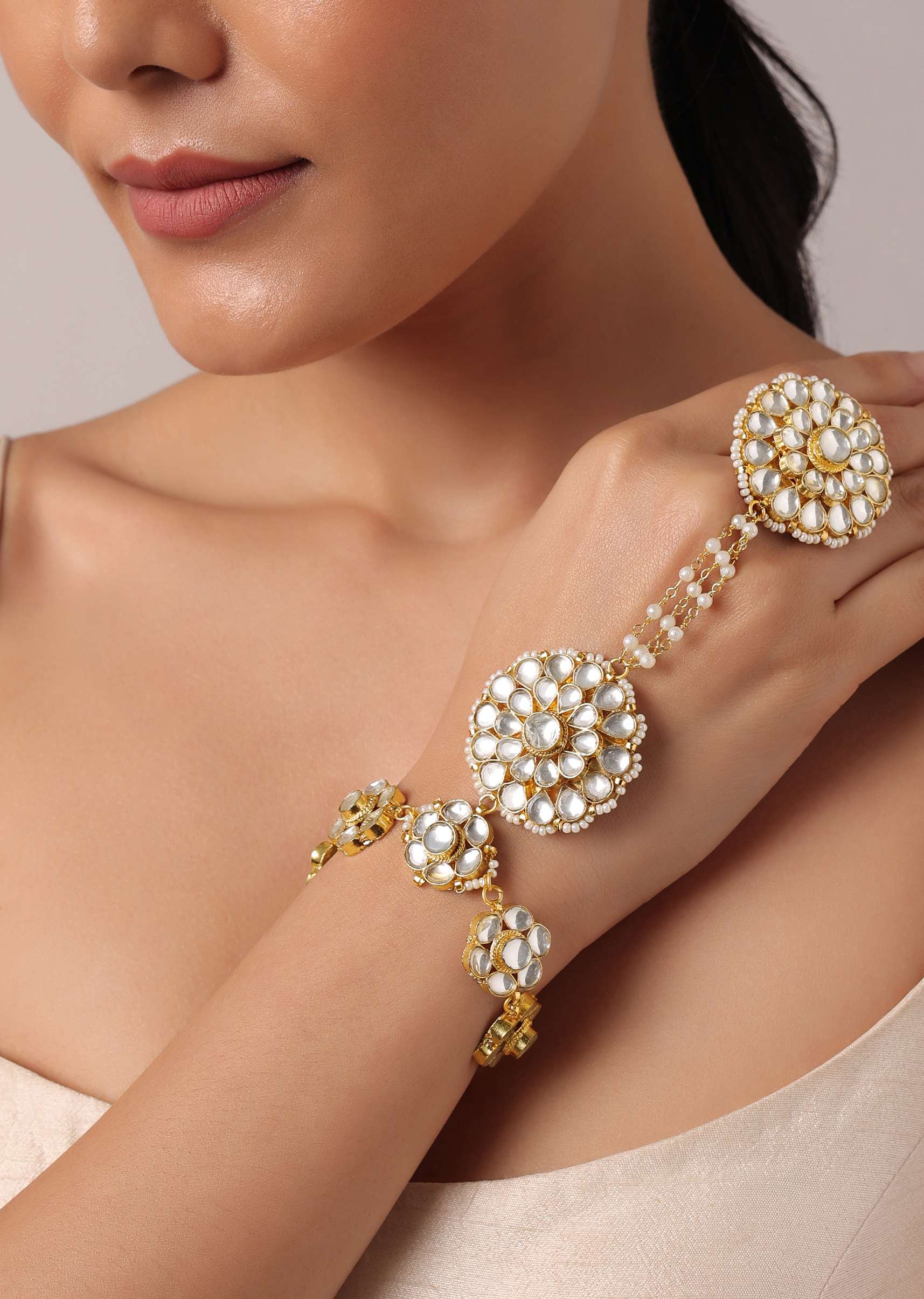 12265-gold-kundan-hathphool-with-floral-motifs-2.jpg Gold Kundan Hathphool With Floral Motifs