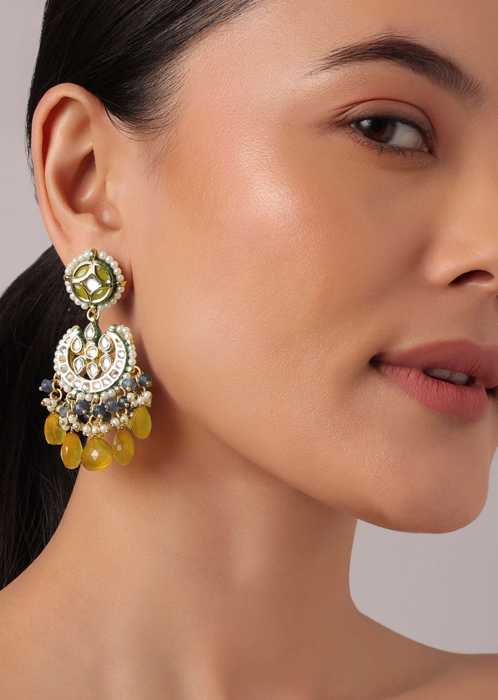 12267-orange-pendant-choker-set-with-navy-blue-kundan-polki-studded-motif-3.jpg Orange Pendant Choker Set With Navy Blue Kundan Polki Studded Motif