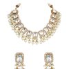 12270-gold-finish-kundan-necklace-set-with-pearl-drops-and-geometric-motifs-4.jpg Gold Finish Kundan Necklace Set With Pearl Drops And Geometric Motifs