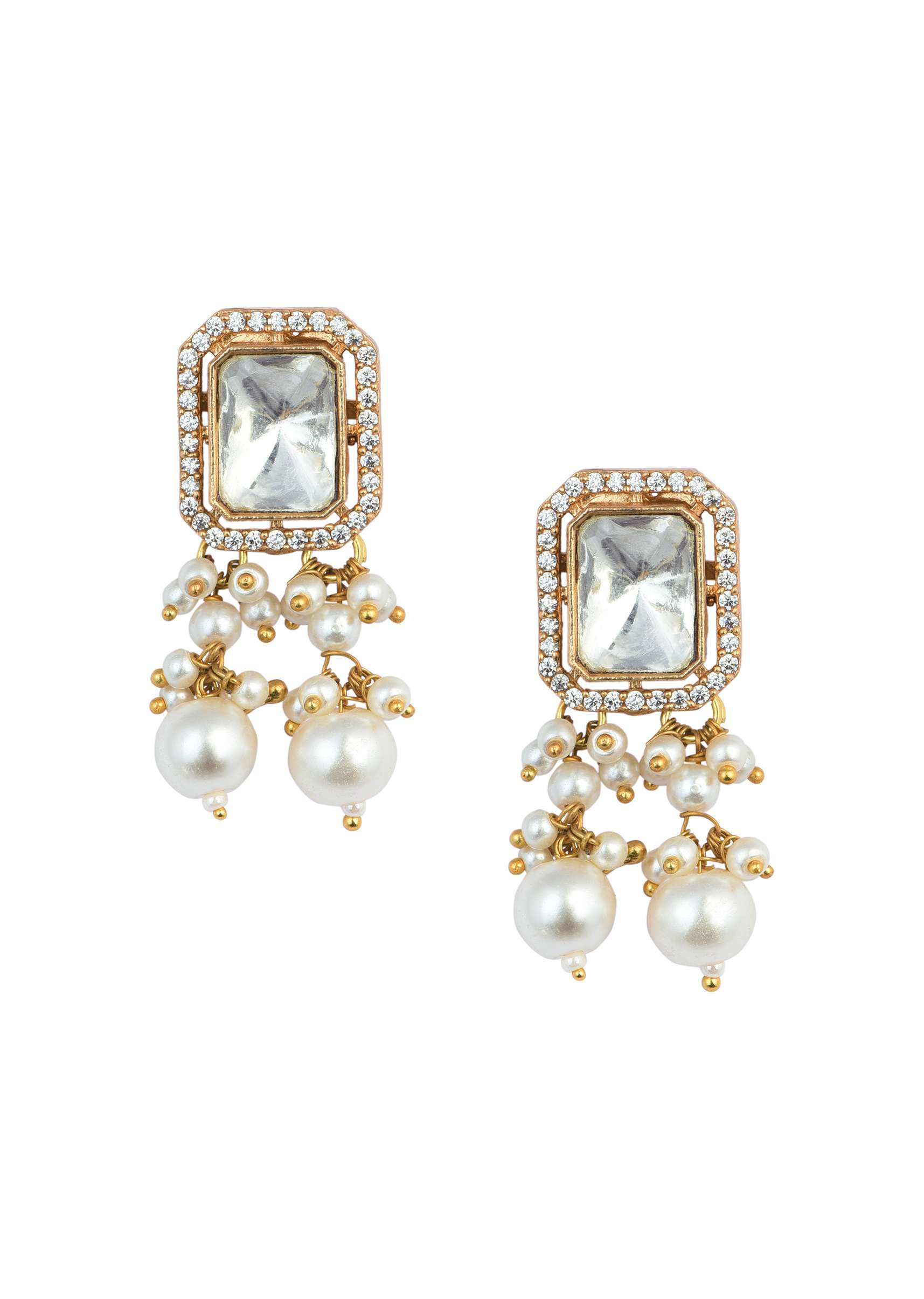 12270-gold-finish-kundan-necklace-set-with-pearl-drops-and-geometric-motifs-6.jpg Gold Finish Kundan Necklace Set With Pearl Drops And Geometric Motifs