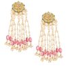 12271-gold-finish-mix-metal-danglers-with-pink-beads-2.jpg Gold Finish Mix Metal Danglers With Pink Beads