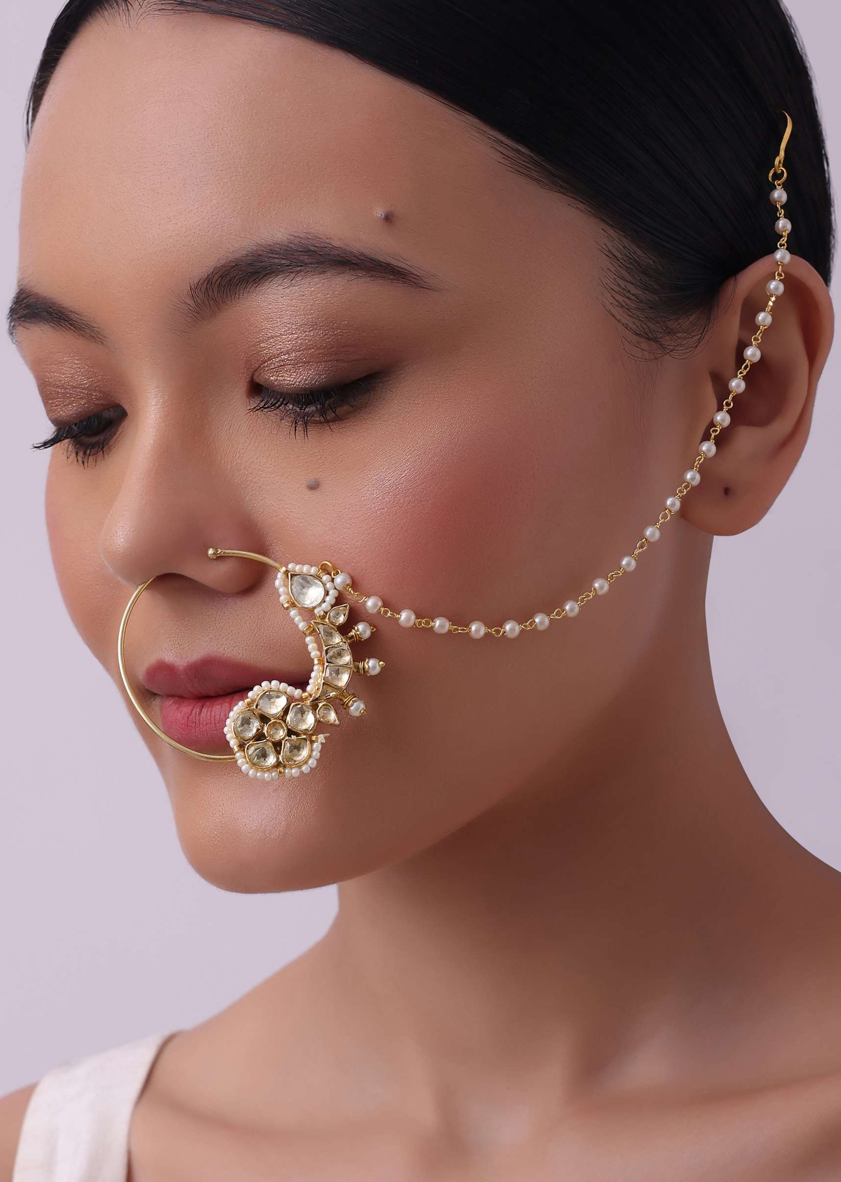 12272-white-pearl-studded-nath-in-gold-finish-mix-metal-3.jpg White Pearl Studded Nath In Gold Finish Mix Metal