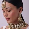 12273-gold-finish-heavy-bridal-choker-and-maang-tikka-set-1.jpg Gold Finish Heavy Bridal Choker And Maang Tikka Set