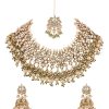 12273-gold-finish-heavy-bridal-choker-and-maang-tikka-set-5.jpg Gold Finish Heavy Bridal Choker And Maang Tikka Set
