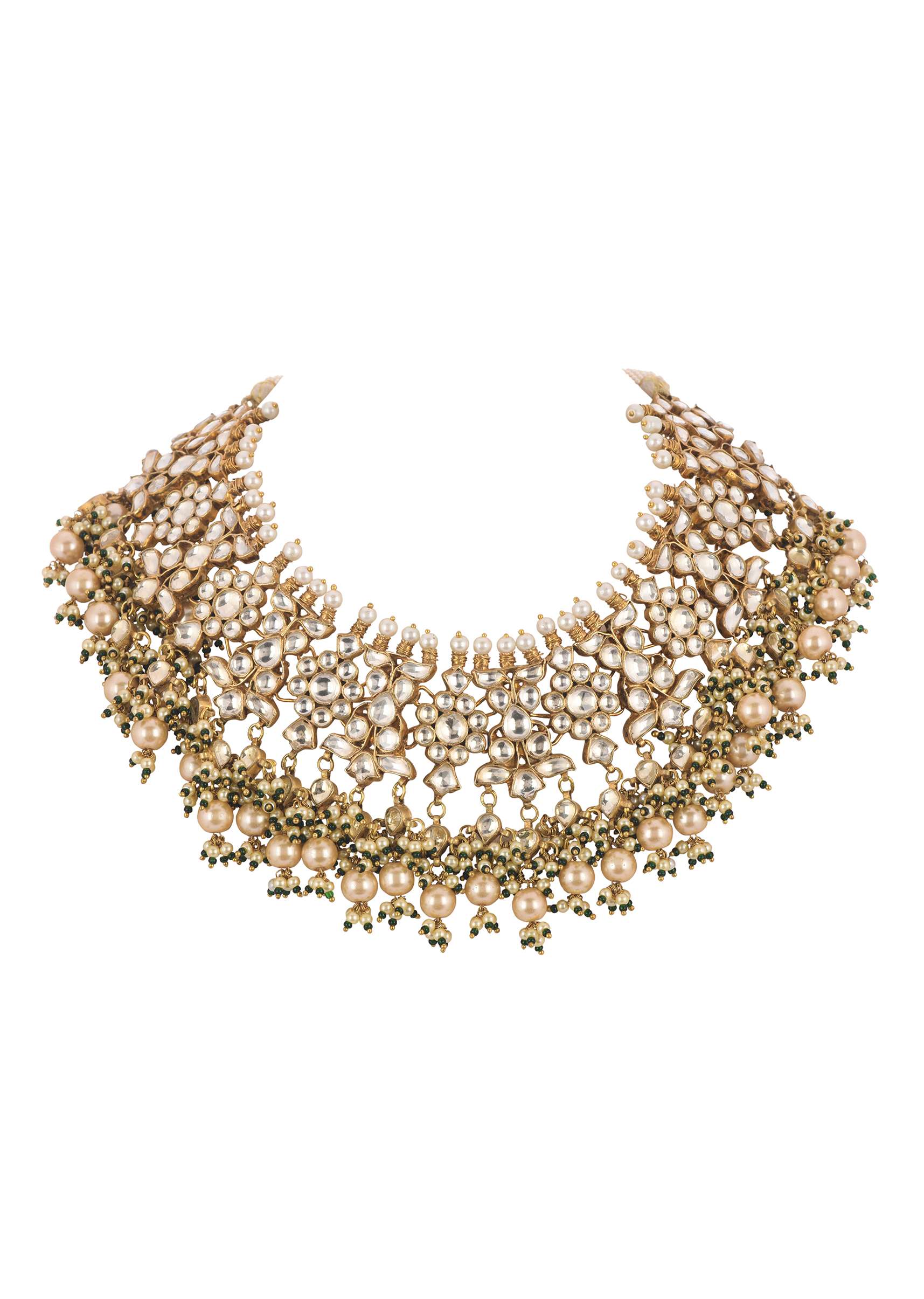 12273-gold-finish-heavy-bridal-choker-and-maang-tikka-set-6.jpg Gold Finish Heavy Bridal Choker And Maang Tikka Set