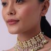 Green And White Kundan Choker Set In Mix Metal