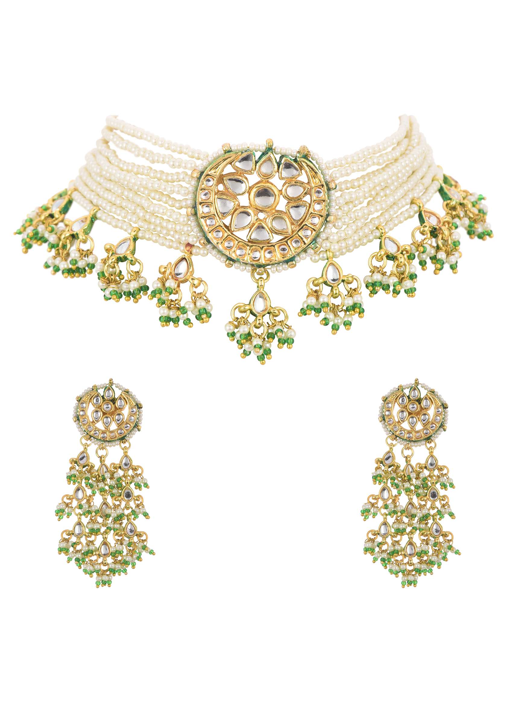 12276-white-kundan-choker-set-with-pearls-and-drops-4.jpg White Kundan Choker Set With Pearls And Drops