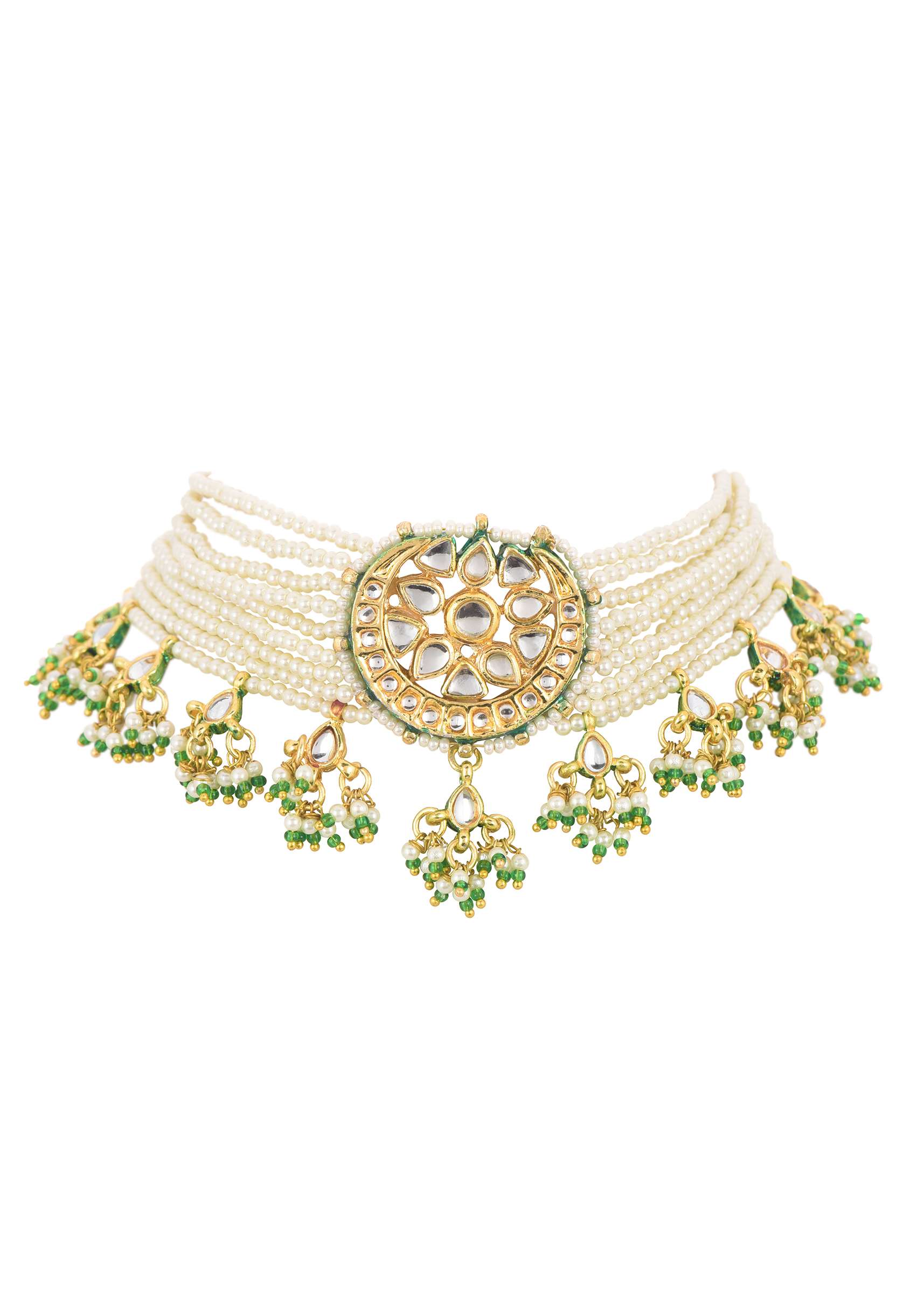 12276-white-kundan-choker-set-with-pearls-and-drops-5.jpg White Kundan Choker Set With Pearls And Drops