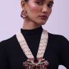 12279-gold-finish-kundan-necklace-and-earring-set-with-pearls-1.jpg Gold Finish Kundan Necklace And Earring Set With Pearls