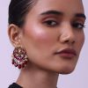 12279-gold-finish-kundan-necklace-and-earring-set-with-pearls-2.jpg Gold Finish Kundan Necklace And Earring Set With Pearls